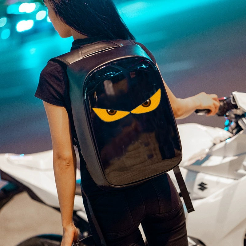 LED Color Scrolling Display Backpack, Customized Gif, Picture and Text, Detachable, Bluetooth App Control, Suitable for Party Club Outdoor Event Bar, Black Backpack