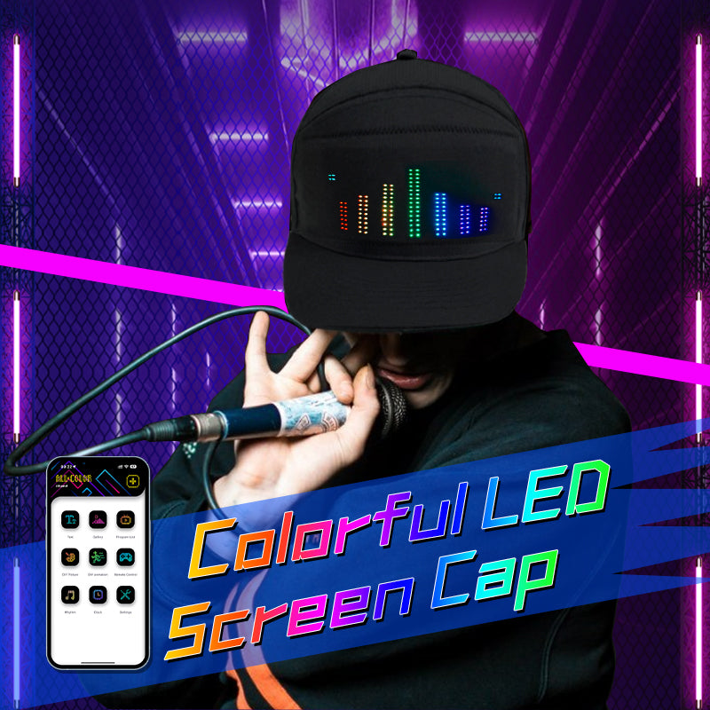LED Colorful Scrolling Display Cap, Customized Gif, Picture and Text, Detachable, Bluetooth App Control, Suitable for Party Club Outdoor Event Bar