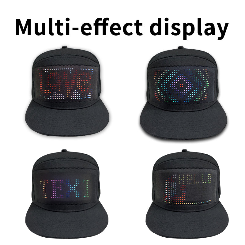LED Colorful Scrolling Display Cap, Customized Gif, Picture and Text, Detachable, Bluetooth App Control, Suitable for Party Club Outdoor Event Bar