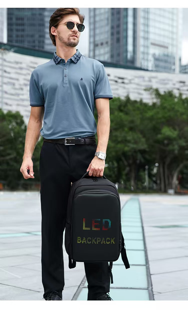 2025 new intelligent LED backpack, men and women's usual backpack, waterproof design, 19-inch large capacity, outdoor commuter computer bag.