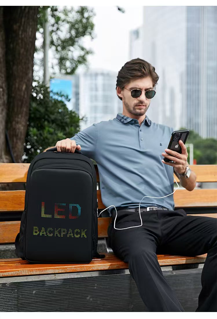 2025 new intelligent LED backpack, men and women's usual backpack, waterproof design, 19-inch large capacity, outdoor commuter computer bag.