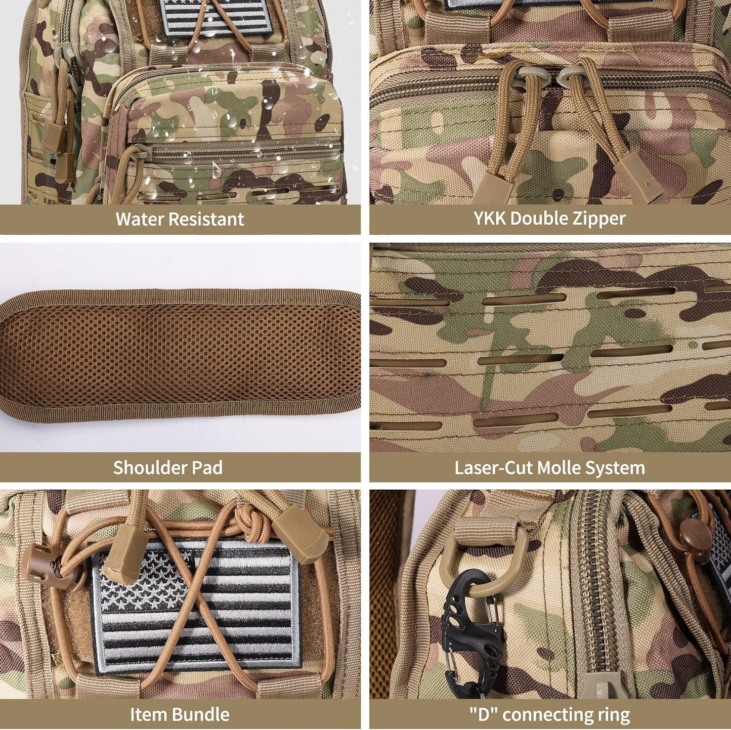 Backpack-1000D Waterproof Military Backpack/Laser-Cut/CCW Bags Sling Bag Tactical Satchel Shoulder Bag Men