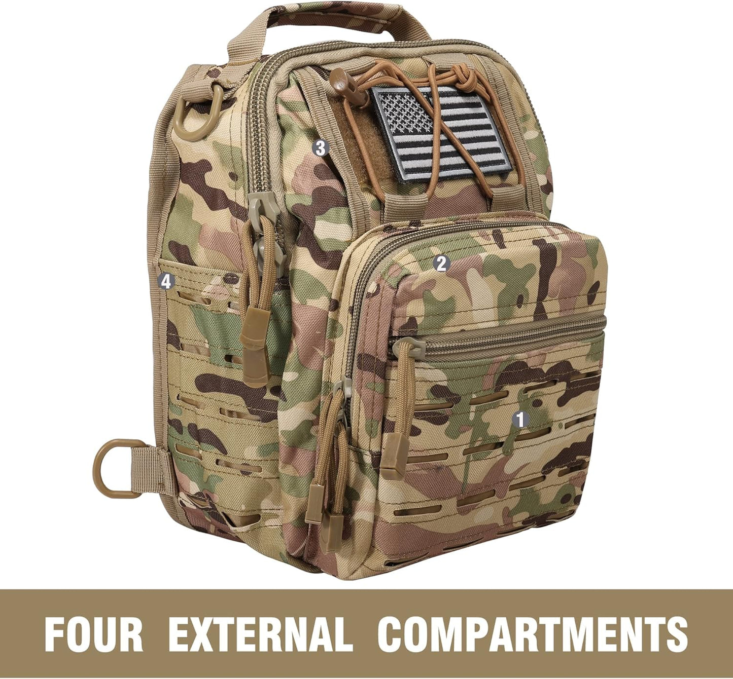 Backpack-1000D Waterproof Military Backpack/Laser-Cut/CCW Bags Sling Bag Tactical Satchel Shoulder Bag Men